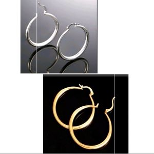 NEW 1.5"  18k  YELLOW gold Hoop Earrings